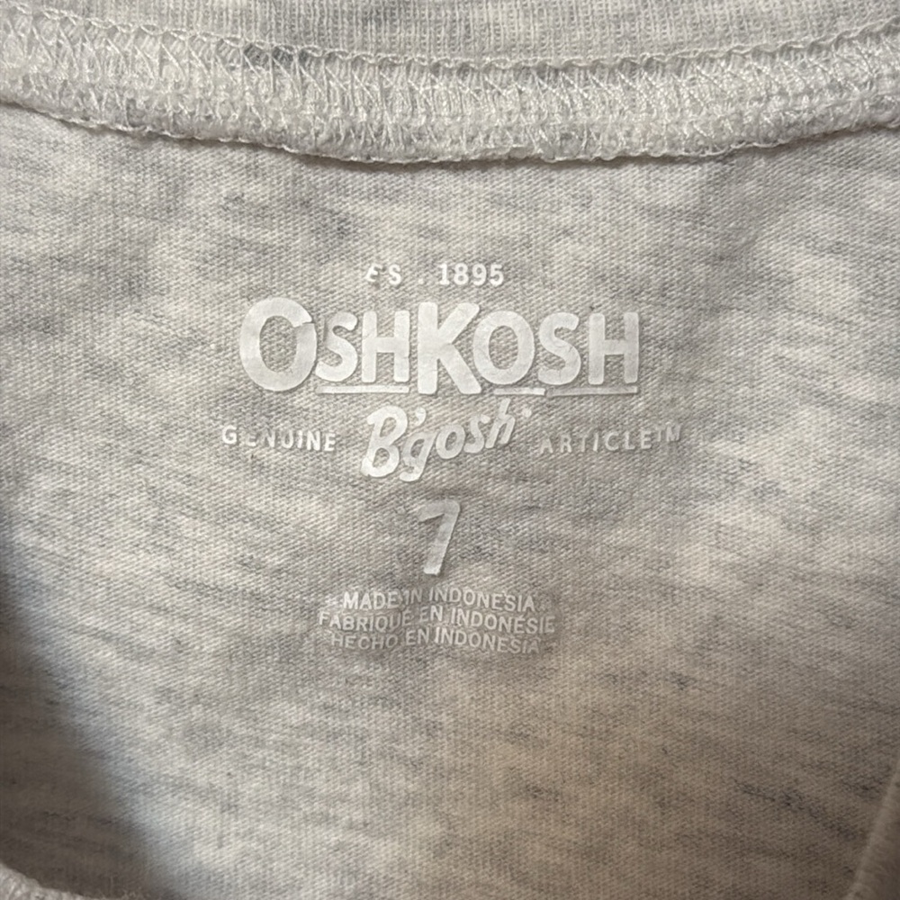 OshKosh B'gosh Gray and Blue Kids Henley Shirt Size 7 - Picture 4 of 5